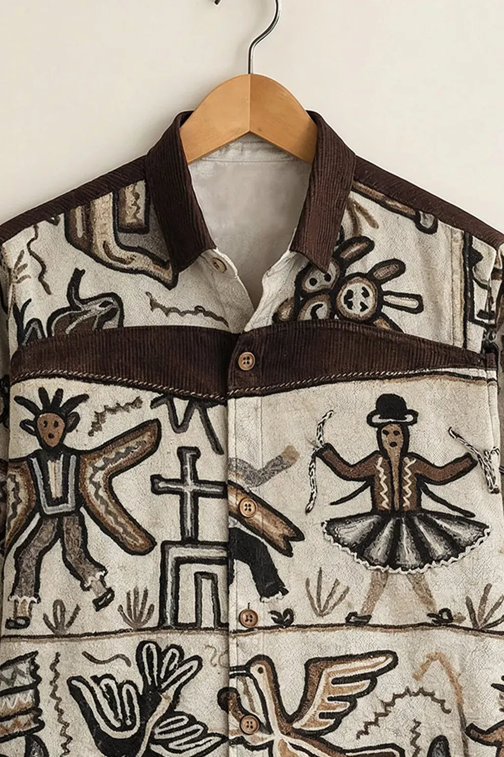 Azotop Premium Vintage Tribal Art Print Full Sleeve Cotton Blend Casual Shirt for Men | Ethnic Regular Fit Designer Button Down Fashion Shirt | Bohemian Graphic Party Wear Statement Shirt