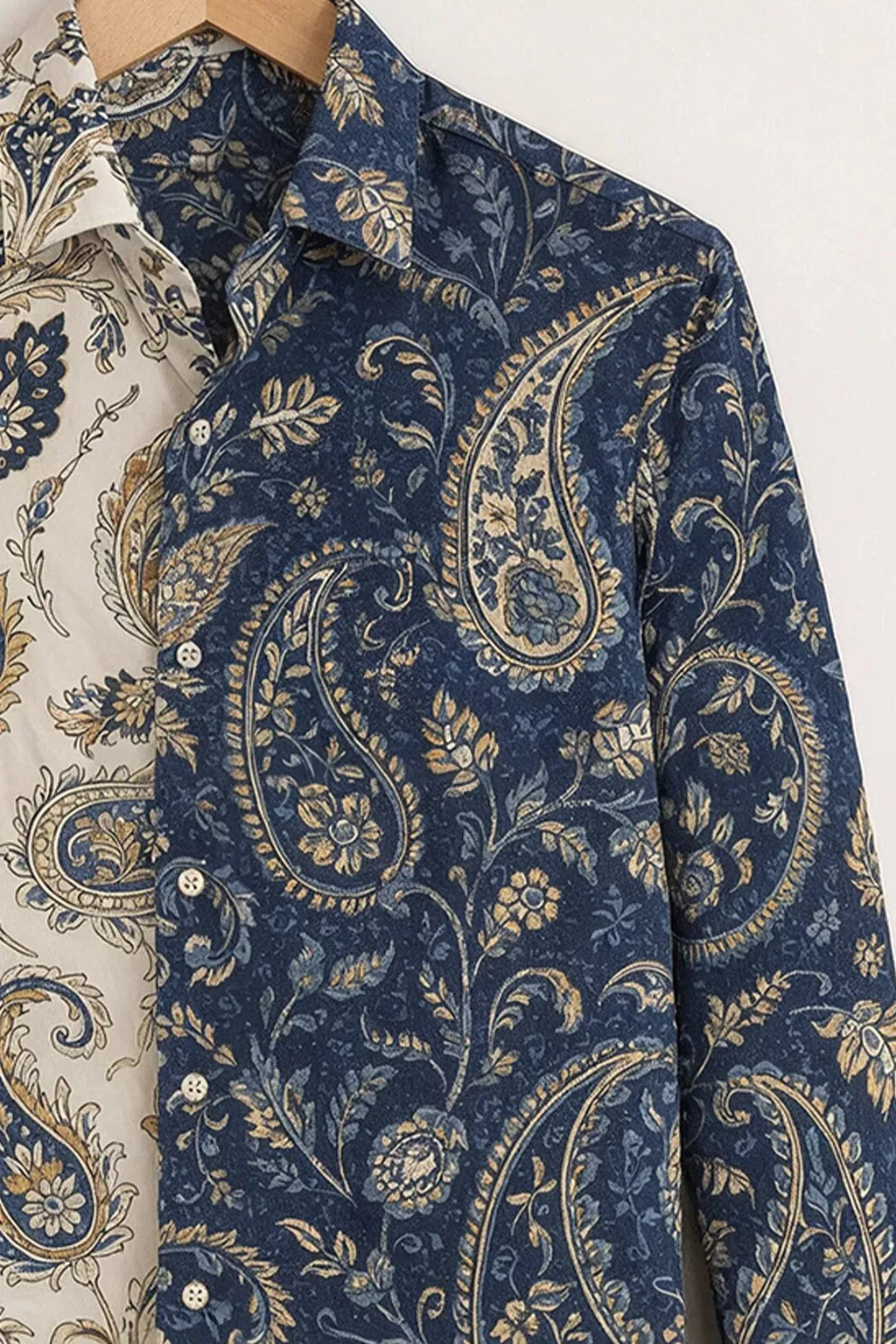 Azotop Premium Dual Tone Paisley Print Full Sleeve Cotton Blend Casual Shirt for Men | Stylish Regular Fit Designer Party Wear Button Down Shirt | Soft Breathable Fashion Shirt